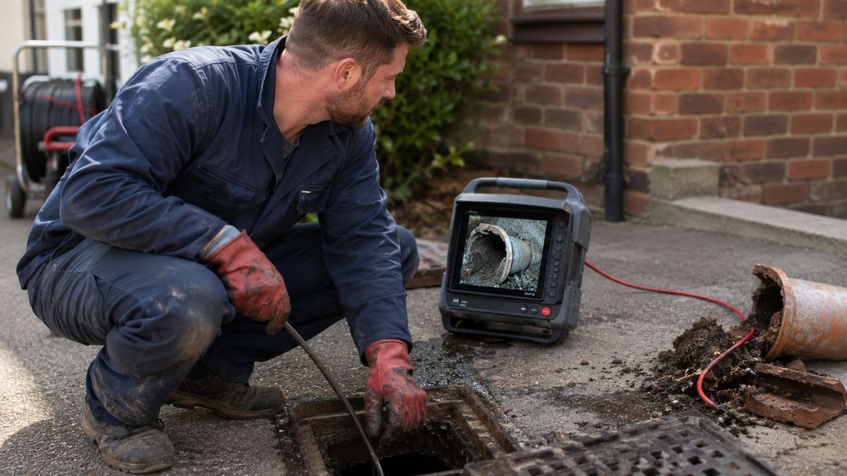 Drain inspection showing a possible broken pipe problem
