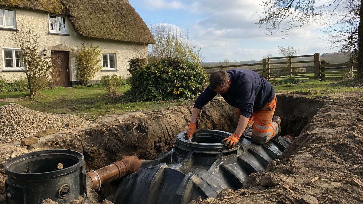 Septic tank and soakaway work at a rural property near Haverhill